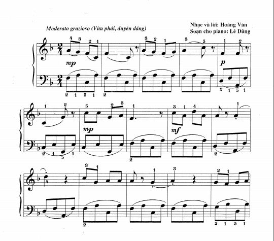 Piano Sheet Có con chim vành khuyên nhỏ - bài hát cho bé